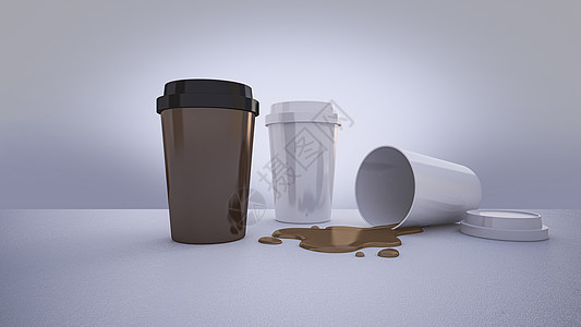 3层白色咖啡杯和棕色咖啡杯的混合图片咖啡店饮料3d广告渲染身份塑料标识咖啡橙子图片