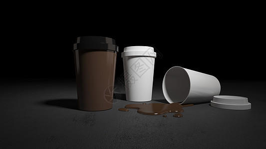 3层白色咖啡杯和棕色咖啡杯的混合图片标识纸板塑料小样嘲笑杯子咖啡店拿铁身份饮料图片
