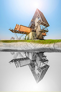 集装箱办公室插图公寓建筑渲染建筑学反射商业建筑师黑色房子图片
