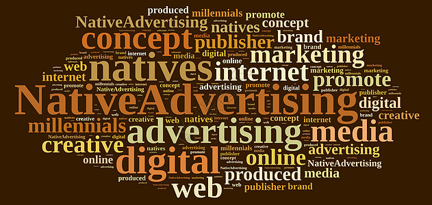 原生广告创造力电脑营销网络插图概念互联网品牌技术标签图片