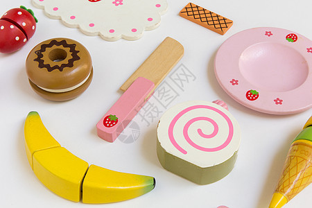 儿童食品准备玩具组玩具橙子团体食物蛋糕胡椒奇异果勺子冰淇淋塑料图片