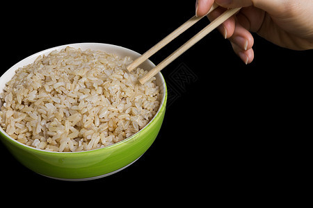烹煮布朗大米棕色食物饮食纤维筷子粮食种子茉莉花图片