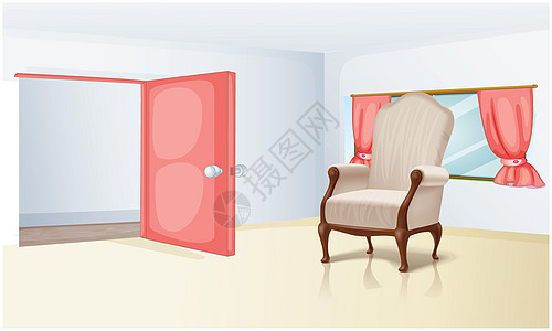 模拟展示一个房间里现实的大椅子的模样博览会沙发身份窗户作坊风格桌子家具展览艺术图片