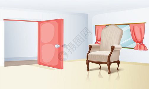 模拟展示一个房间里现实的大椅子的模样风格桌子小样展览艺术窗户沙发作坊品牌框架图片