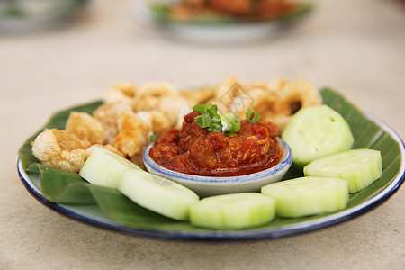 泰国食品开胃菜店泰国北部风格猪和T桌子文化食物午餐饮食服务小吃蔬菜美食餐厅图片