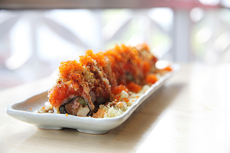 卡利弗尼亚卷午餐美食海鲜饮食桌子螃蟹黄瓜食物文化海藻图片