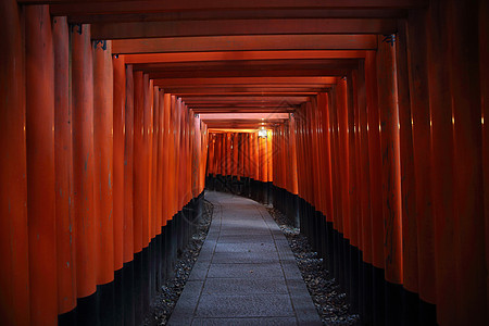 日本京都Inari神社圣堂红Tori门红色神道旅行旅游宗教橙子寺庙建筑学地标神社背景图片