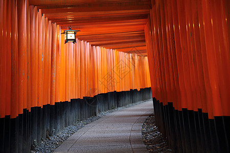 日本京都Inari神社圣堂红Tori门地标橙子旅行寺庙旅游宗教人行道神道建筑学神社背景图片