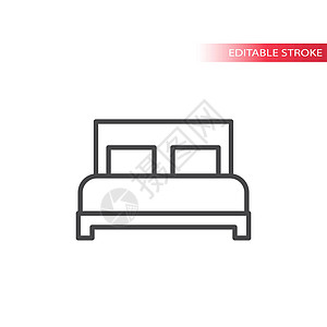 床或酒店标志细线矢量图标图片