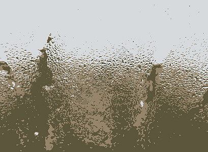 窗口上的雨滴宏观气泡蒸汽风暴液体天空反射蓝色玻璃水滴图片