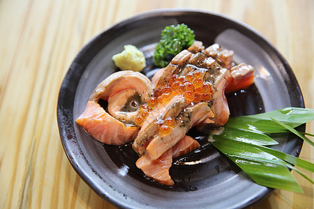 麻黄沙门生鱼美食海鲜食物海藻美味午餐鱼片餐厅寿司筷子图片