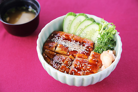 乌纳吉唐鳗鱼白色盖饭美食食物菜单健康黑色炙烤海鲜图片