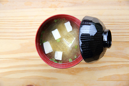 Miso 汤 日本菜海藻盘子饮食豆腐厨房筷子木头食物早餐蔬菜图片