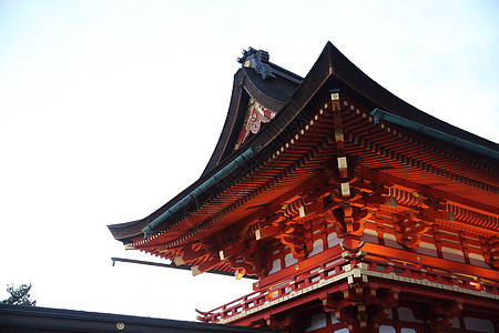 京都的神庙历史文化精神蓝色观光旅行神道橙子宗教佛教徒图片