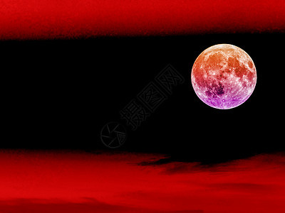在黑暗的红天空中的血月图片