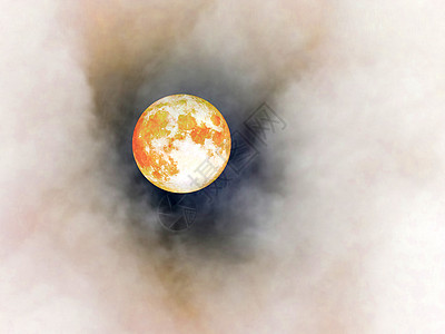 夜深黑堆灰云中的超级满血月图片