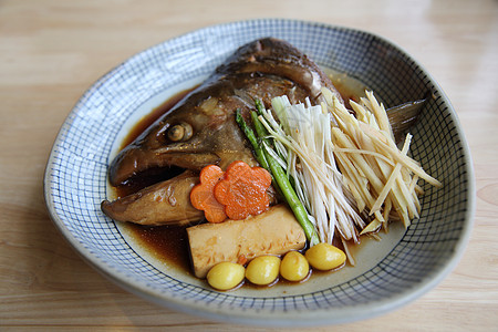 鱼头煮黄酱日日食美食食物午餐海鲜大豆白色叶子草本植物蔬菜图片