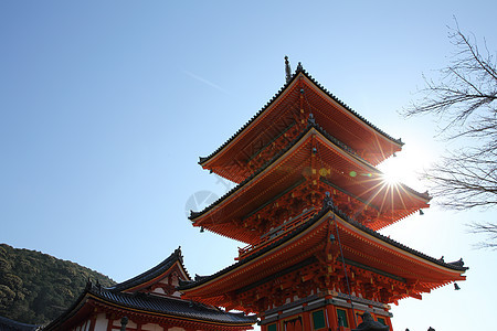 日本京都清津寺庙宝塔清水场景遗产观光神道宗教佛教徒历史性天空图片