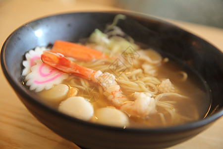 拉面海鲜 日食红色午餐盘子白色面条美食绿色食物辣椒蔬菜图片