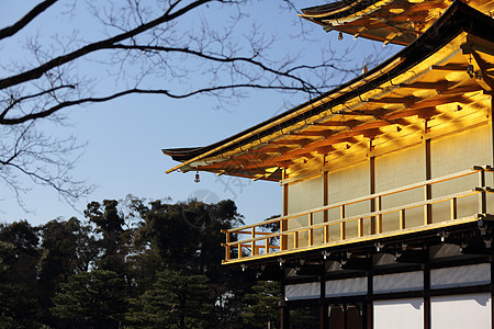 日本京都金宫寺庙金殿反射池塘建筑文化花园金子建筑学寺庙佛教徒亭子图片