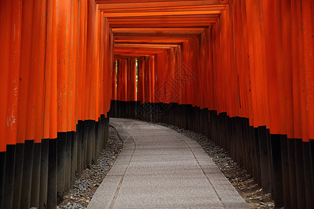 日本京都神社红Tori门神道隧道地标历史灯笼宗教寺庙橙子神社吸引力图片