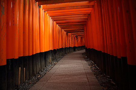 日本京都神社红Tori门小路隧道神道观光佛教徒灯笼旅行神社旅游寺庙图片