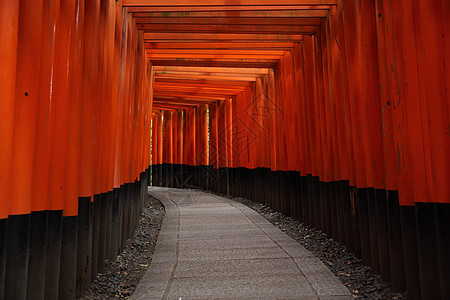 日本京都神社红Tori门历史神社小路神道遗产建筑学宗教橙子灯笼旅游图片