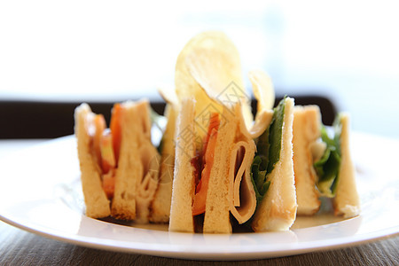 木头三明治俱乐部蔬菜美食午餐餐厅面包早餐熏肉盘子土豆俱乐部图片