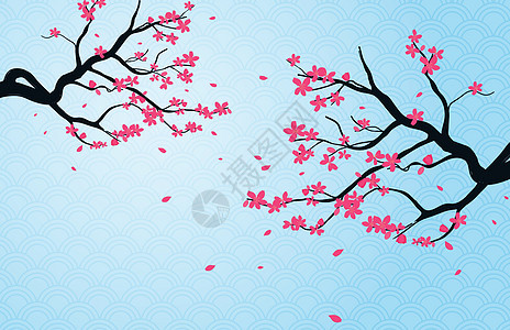 日本图案风格的樱花背景图片