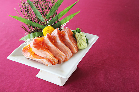 生鱼鱼肉盘子美味海鲜寿司食物美食午餐橙子文化木头图片