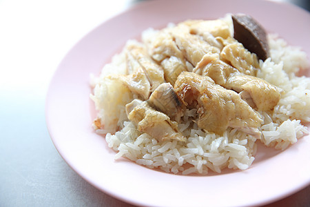 泰国食品美食鸡肉加大米 奶油泥和茶饭男人食物木头蔬菜课程黄瓜午餐煮沸饮食大豆图片