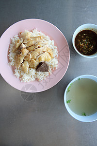 泰国食品美食鸡肉加大米 奶油泥和茶饭面团鱼丸胡椒传统竹子烧烤大豆饮食食物稀饭图片