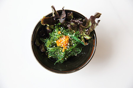 海藻沙拉寿司杂草海苔绿色筷子藻类海藻盘子美食叶子图片