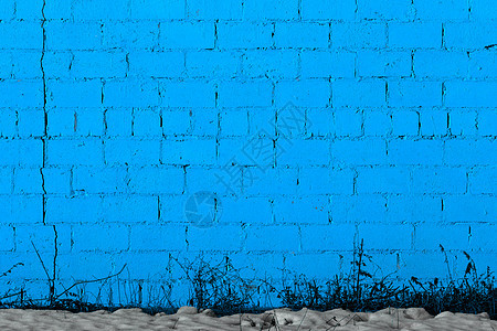 蓝色石膏粗糙砖外墙纹理染料空白材料长方形建筑学建筑墙纸粮食平面日光背景图片