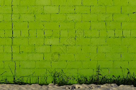 绿色石膏粗糙砖外墙纹理平面材料墙纸长方形建筑学染料空白建筑日光粮食背景图片