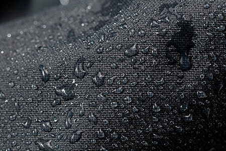 深灰色防水疏水布特写水滴选择性聚焦背景天气纺织品季节下雨气泡材料水分液体纳米墙纸图片