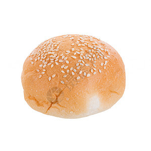 白底隔离在白色背景上的新鲜烤面包种子营养小麦面粉早餐包子食物棕色圆形面包师背景图片