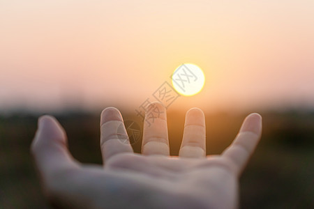 女人手放在一起 就像在大自然的绿色背景面前祷告一样天空女士海滩女孩手指太阳女性宗教上帝生长图片