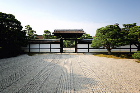 日本圣殿 有日本红门和绿青木叶天际场景风景寺庙宗教神社地标景观佛教徒历史性图片