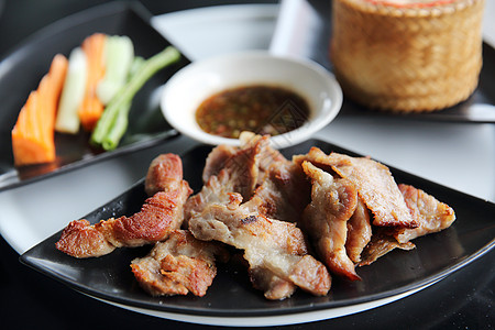 香熏烤猪肉和大米营养食物用餐美食菜单油炸餐厅午餐蔬菜饮食图片