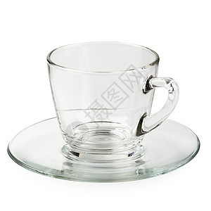 清空杯茶或咖啡杯 手柄隔白b食物液体用具工作室飞碟咖啡水晶杯子茶碗玻璃背景图片