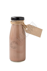 白背景孤立的巧克力奶瓶装罐头图片