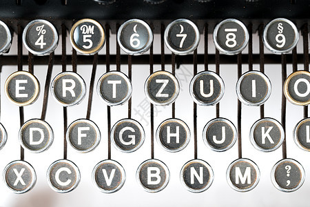 特写工作室的复古风格打字机秘书乡愁作者键盘写作宏观凸版古董印刷备忘录图片