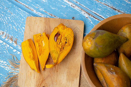 Canistel 黄沙波特KunthB种子水果橙子皮肤同义词黄色皂荚科食物罐头热带图片
