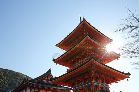 日本京都清津寺庙历史性佛教徒游客宝塔文化历史建筑遗产旅游地标图片