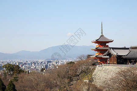 日本京都清津寺庙神社地标天空建筑宝塔场景遗产城市宗教旅游图片