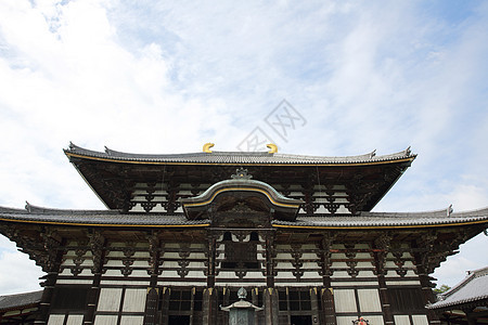 日本奈拉的Todaiji寺庙旅游天空建筑学观光神道文化吸引力蓝色神社旅行图片