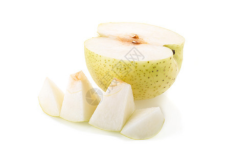 中国梨子和切片 孤立于什么背景食物水果白色黄色营养热带图片