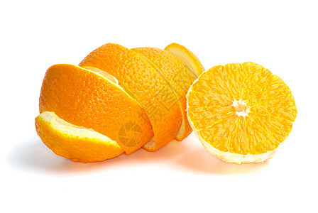 半橙子和一些皮果皮皮肤水果白色丝带螺旋食物图片