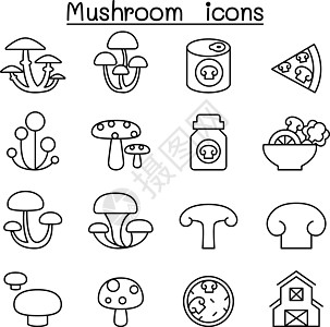 设置在细线样式中的蘑菇图标图片